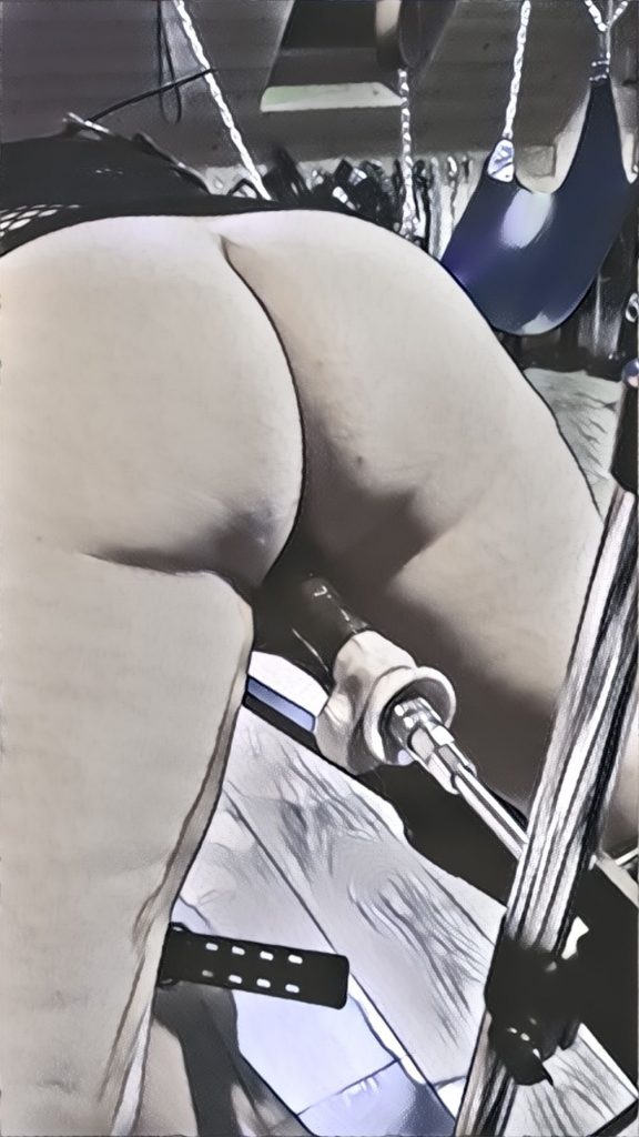 Me lying on a bench being fucked by a fucking machine. 