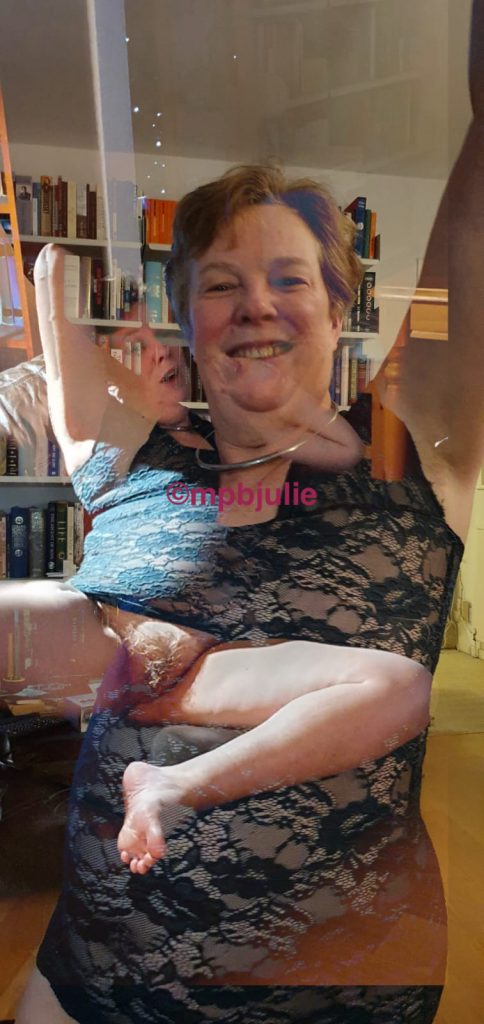 I am standing in a lace dress arms up. At the same time lying with dress pulled up and legs spread. It's surreal